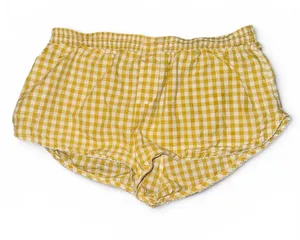 Anthropologie Yellow White Gingham Smocked Waist Pull-On Dolphin Hem Shorts S thumbnail 1