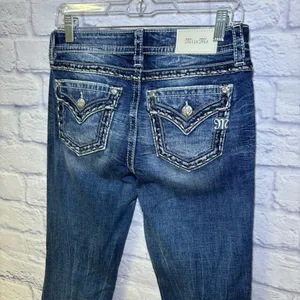 Miss Me Los Angeles Curvy Boot Cut Embellished Beaded Jeans Bling Size 27x29.5 thumbnail 9