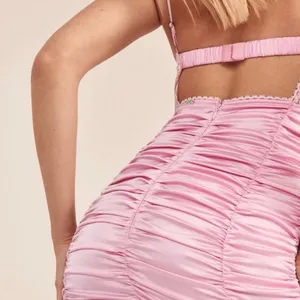 For Love and Lemons Pink Mini Dress Size XS lace satin thumbnail 8