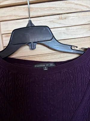 FINAL MARKDOWN Preston & York Plum Cable-Knit Short Sleeve Scoop Sweater Small thumbnail 3
