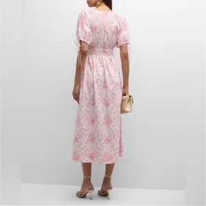 LoveShackFancy‎ Mastey Bow Print Empire Waist Maxi Dress L Easter Cottagecore thumbnail 2