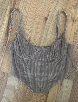 White Fox Boutique Brown Corduroy No Shade Bustier Corset Top thumbnail 1