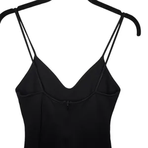Lulus Dress Womens XS Black Bodycon Midi Deep V-Neck Spaghetti Strap Zip thumbnail 6