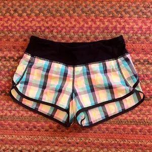 Vtg Lululemon Plaid Speed Shorts Wee Weezy Check thumbnail 1