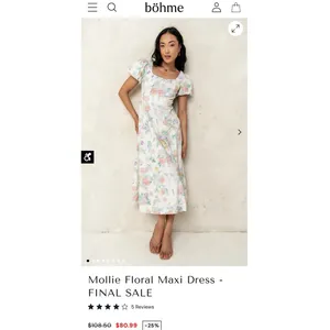 Böhme Mollie Floral Maxi Dress Multi Puff Sleeve Linen Blend Size M thumbnail 3