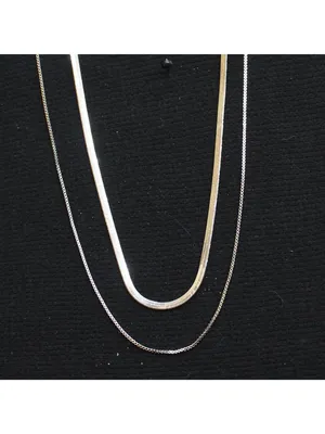 NEW A New Day Box Chain Necklace Set 2 Piece Silver Gray 18" + 3" 20" +3" thumbnail 2