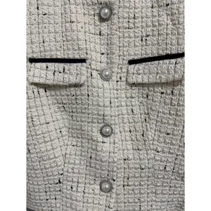 Commense Contrast Cuff Pearl Button Tweed Jacket Apricot Women's Size Small thumbnail 8