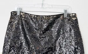 [Vintage] Forever 21 Black Gold Sequined Low Rise Mini Skirt Y2K 90s Sz Large L thumbnail 4