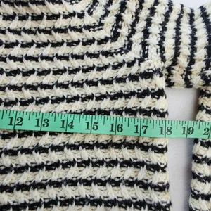 Theory Innis B‎ Loryelle Wool Sweater Black White Textured Stripe D1011730 thumbnail 7