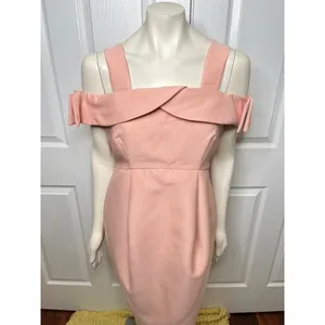 Maternity Blush Pink Off Shoulder Bardot Dress w/ Bow Detail on the Sleeve thumbnail 5