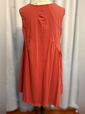 Rust V-Neck Sleeveless Babydoll Flowy Mini Sundress thumbnail 6