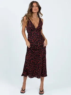 Princess Polly Nellie Maxi Dress Black/Red Floral Size 4 New with tag thumbnail 7