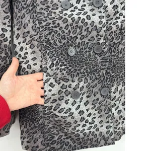 Anthropologie Joujou Gray Leopard Trench Short Double Breasted Jacket Large‎ EUC thumbnail 5