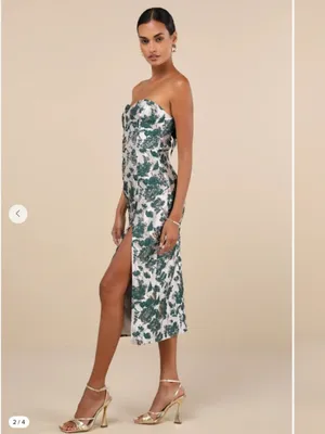 LULUS Prom Wedding Special Event Sexy Strapless Floral Elegant Sophisticated Mid thumbnail 2