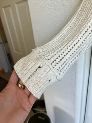 American Eagle Cream Open-Knit Cardigan Sweater thumbnail 2