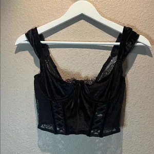 Victoria’s Secret Dream Angels Black Corset Bra Velvet Velour Small Black Goth thumbnail 2