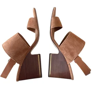 Tory Burch Selby Block Heel Sandals Ambra‎ Suede 75mm Size 8 thumbnail 9