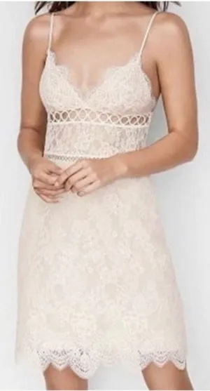 Victoria’s Secret Slip Dress Small Lace Ivory Sheer Chemise Coquette Whimsical thumbnail 1