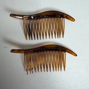 Vintage 90s Hair Comb Set Faux Tortoise Rhinestone Wave Made in USA Lot Of 2 thumbnail 5