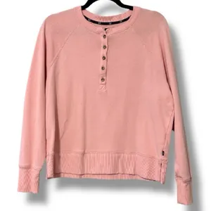 Gap women's henley pullover sweatshirt peachy pink Melba size medium preloved thumbnail 2