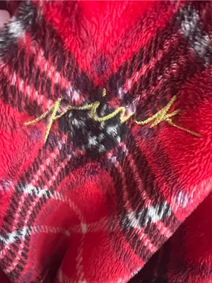 Victoria's Secret Short Super Soft Cozy Plaid Embroidered Robe Pockets XS EUC thumbnail 7