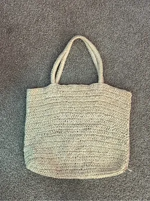J.Crew Paper Raffia Woven Tote Bag Natural Beige Large Beach Shopper thumbnail 9