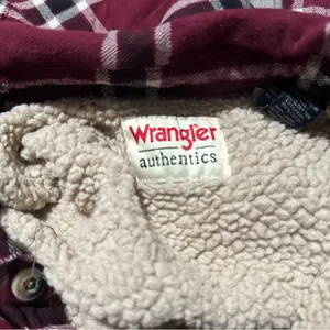 Wrangler Plaid navy Blue Red Women’s Sherpa lining Coat Jacket Pockets vintage thumbnail 4