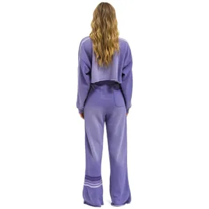Aviator Nation - CLASSIC STRIPE CROPPED CREW SWEATSHIRT RELAXED FADED GRAPE Med thumbnail 4