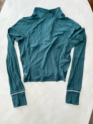 Lululemon Its Rulu Run Cropped Half Zip Long Sleeve Top in Green Jasper 8 $118 thumbnail 6