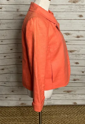 J.Crew coral linen cotton structured collar 3/4 length sleeve blazer Size 10 thumbnail 4