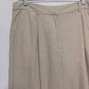 Old‎ Navy Taylor Wide Leg Trousers Womens L Beige Linen Blend High Rise Office thumbnail 2