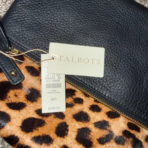 Talbots Foldover Clutch Women OS‎ Black Leopard New Leather Calf Hair Bag thumbnail 2