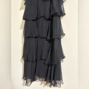 BCBGMAXAZRIA vintage 90s tulle tiered ruffle black dress with sequin strap Y2K thumbnail 3