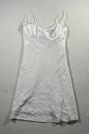 Princess Polly Snowbird Mini Dress White Satin Cupped Lace Trim NWT Size 2 thumbnail 1