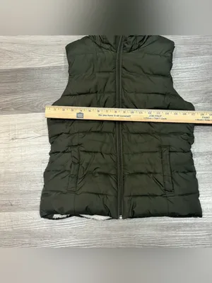 Dark Olive Green Hollister Puffer Vest | Sherpa lined | Size Medium thumbnail 6