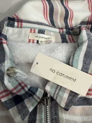 No Comment Men’s Lightweight Plaid Zip-Up Shirt Jacket - Cream/Navy/Red thumbnail 6