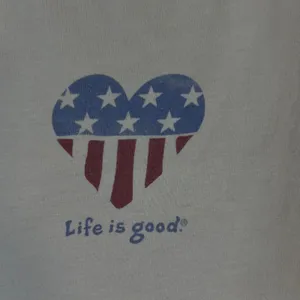 Life is Good Womens Cream Patriotic American Flag Heart Graphic T-Shirt Medium thumbnail 10