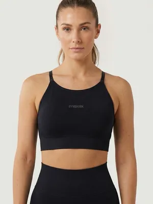 Gymshark Women Seamless High-Neck Sports Bra S Black Activewear Workout Comfort thumbnail 1