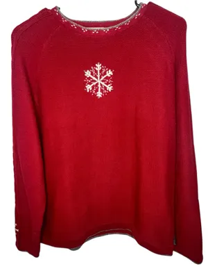 Woolrich Red Lambswool Christmas Pullover Sweater With Embroidered Snowflake thumbnail 3