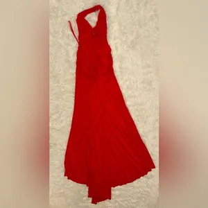 NWOT Staud Julius halter thigh slit red rose Maxi Dress sz S thumbnail 4