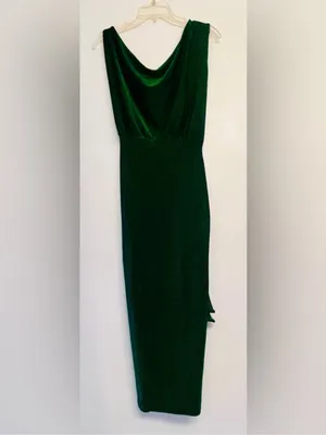 NWT Petal and Pup Midi Santiago Off Shoulder emerald metallic green dress size S thumbnail 8