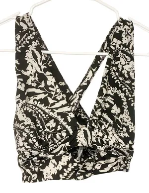 Free People Movement Small Crisscross Back Halter Top‎ Black White Sports Bra thumbnail 1