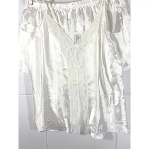 Flora Nikrooz Tiana Jacquard Cami Set Ivory Lace Satin Pajamas Q81619 Medium M thumbnail 7