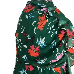 C/MEO Collective Elude Midi Dress Green Floral Front Ruffles‎ Halter Neck XS thumbnail 5