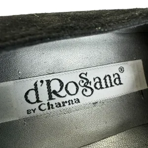 D'Rossana Vintage Black Suede Leather Slip On‎ Heeled Loafers Made In Italy 7.5M thumbnail 7