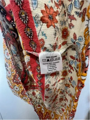 Earthbound Multicolor Boho Floral Paisley Lightweight Hippie Button Up Shirt thumbnail 6