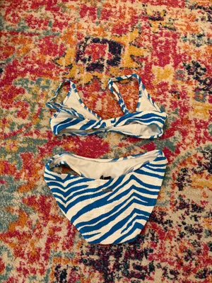 Zebra blue triangle swimsuit Size XXS thumbnail 2