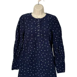 Something Navy Edie Corduroy Long Sleeve Mini Shift Dress Navy Blue Floral‎ XS thumbnail 10