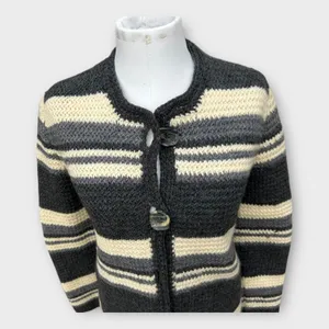 Hand Knit Chunky Cardigan Duster Women's Sz Small Lagenlook Cottagecore Hygge thumbnail 4