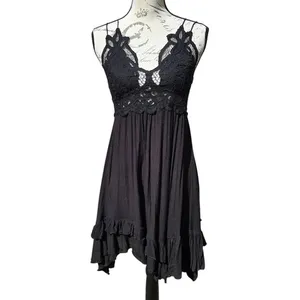 Free People -1211 Women's One Adella‎ Slip Lace Dress in Black Size Small thumbnail 3